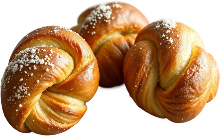 Three glazed cardamom buns