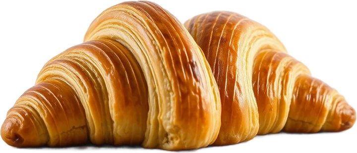 Two flaky butter croissants
